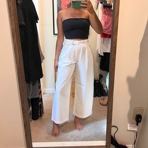 White High-waisted wide-legged Trousers